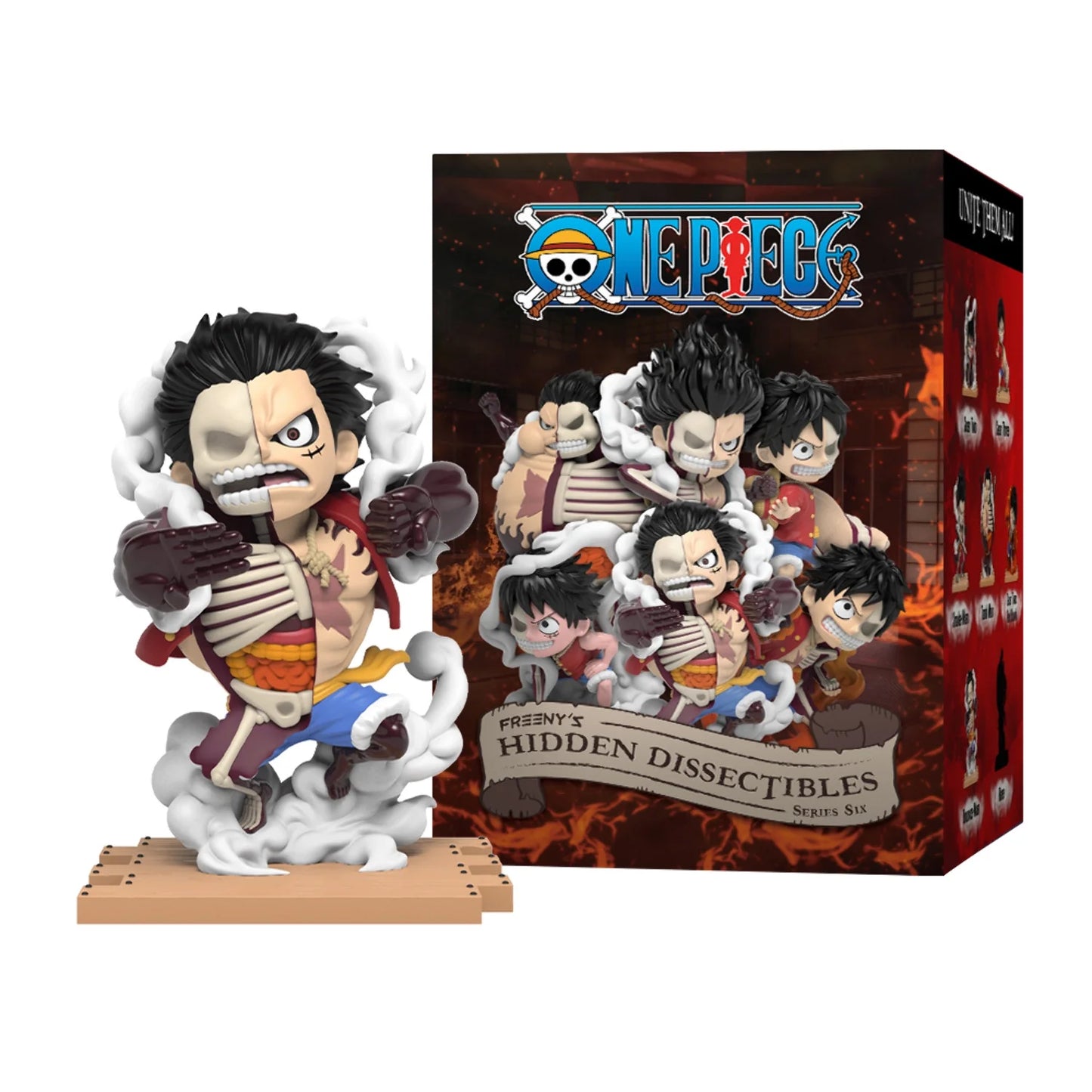 Mighty Jaxx Freeny's Hidden Dissectibles: One Piece Series 6 (Luffy Gears Edition) | Bandeja lacrada com 6 - Não contém duplicatas | Caixa surpresa de bonecos colecionáveis de brinquedo