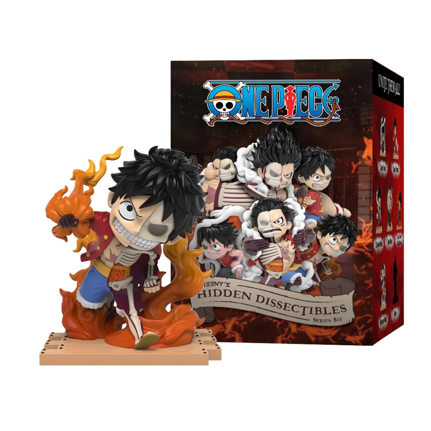 Mighty Jaxx Freeny's Hidden Dissectibles: One Piece Series 6 (Luffy Gears Edition) | Bandeja lacrada com 6 - Não contém duplicatas | Caixa surpresa de bonecos colecionáveis de brinquedo