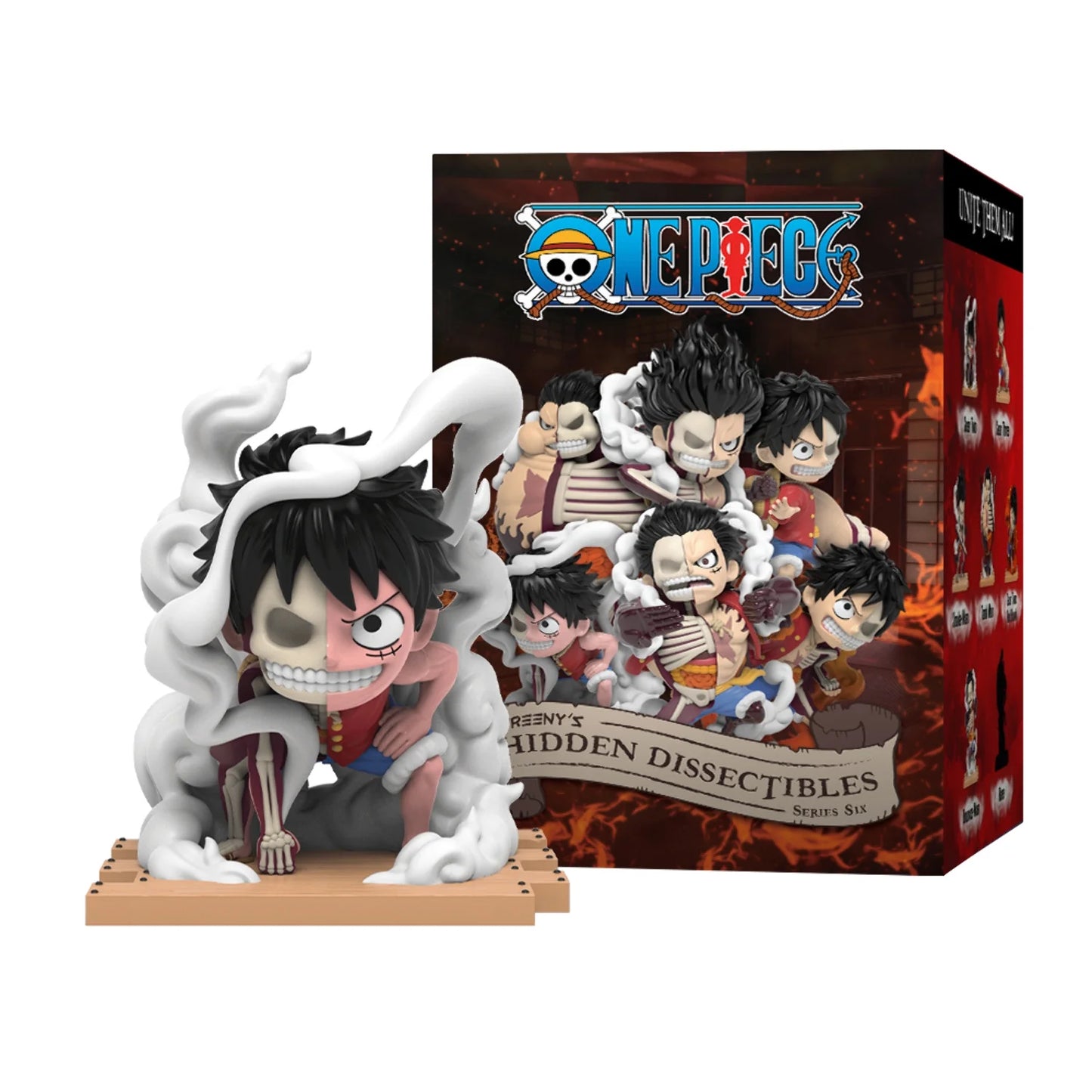 Mighty Jaxx Freeny's Hidden Dissectibles: One Piece Series 6 (Luffy Gears Edition) | Bandeja lacrada com 6 - Não contém duplicatas | Caixa surpresa de bonecos colecionáveis de brinquedo