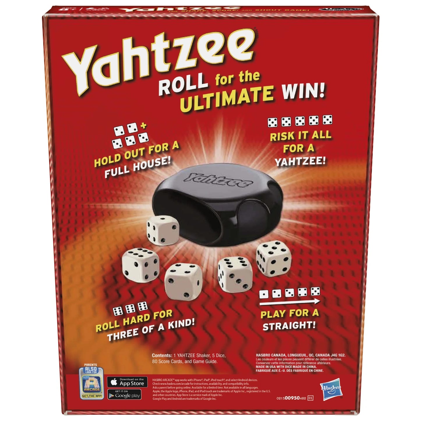 YAHTZEE Classic, Game for Kids Ages 8+, for 2+ Players, Includes Shaker and Dice