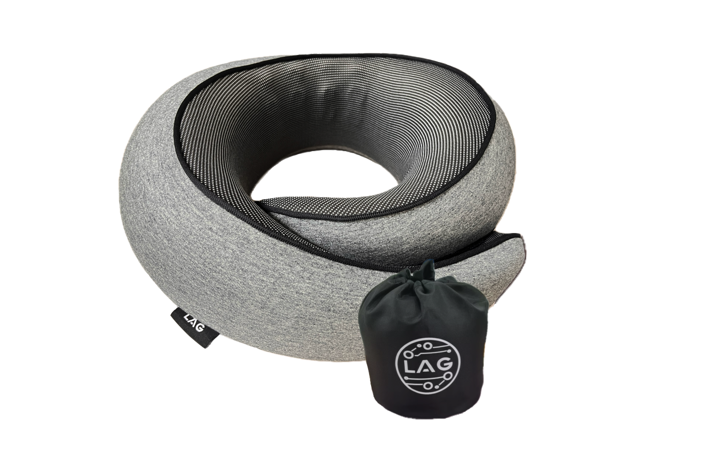 LAG Neck Travel Pillow | Memory Foam Neck Pillow for Comfort on Airplane | Compact and Ergonomic Design for Travel