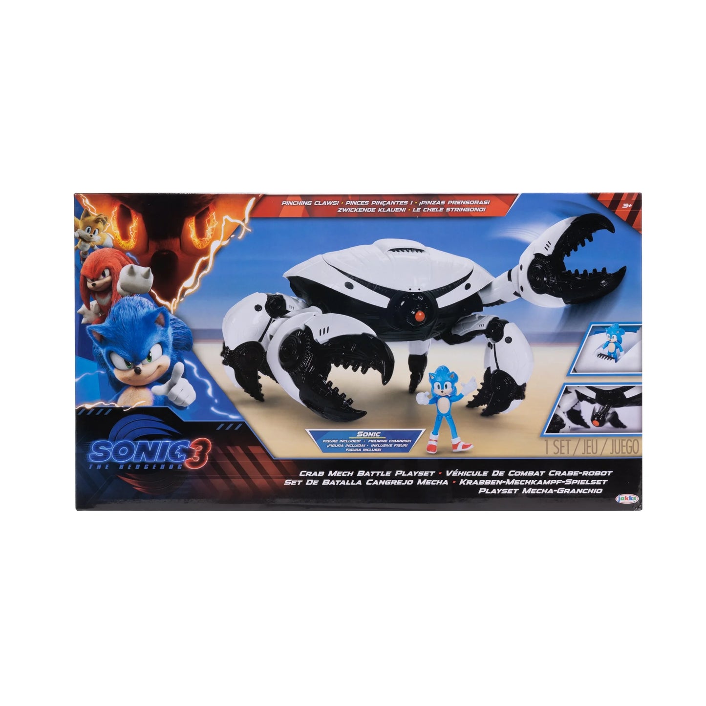 Sonic 3 Movie Crab Mech Battle Playset with Pinching Claws and 2.5 inch Sonic Action Figure